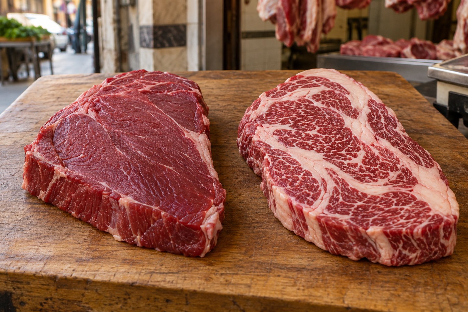 Grass fed vs grain fed beef in Egypt side-by-side raw cuts